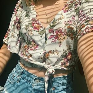 Floral ties blouse